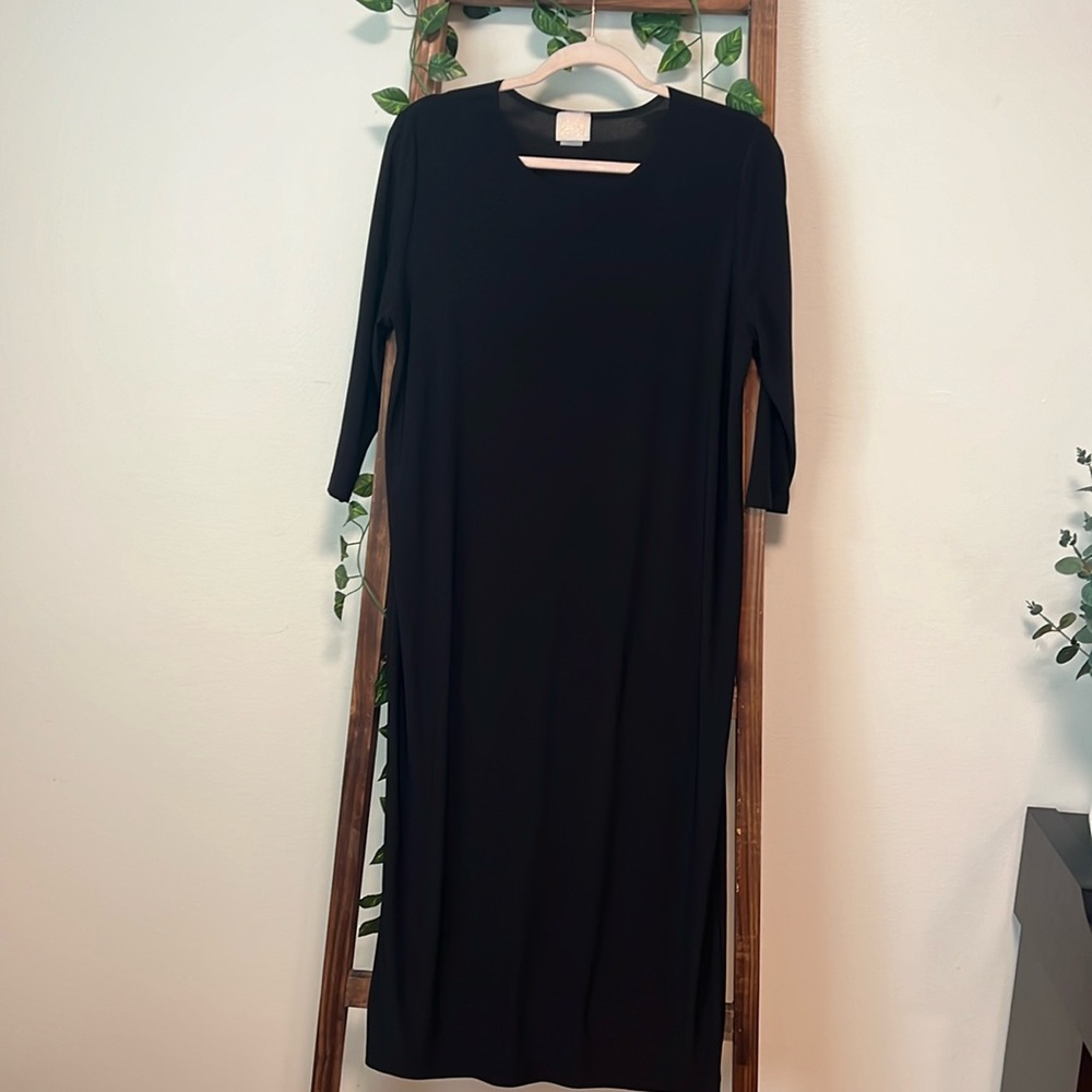 Zadie Bs black 3/4 sleeve midi layering dress